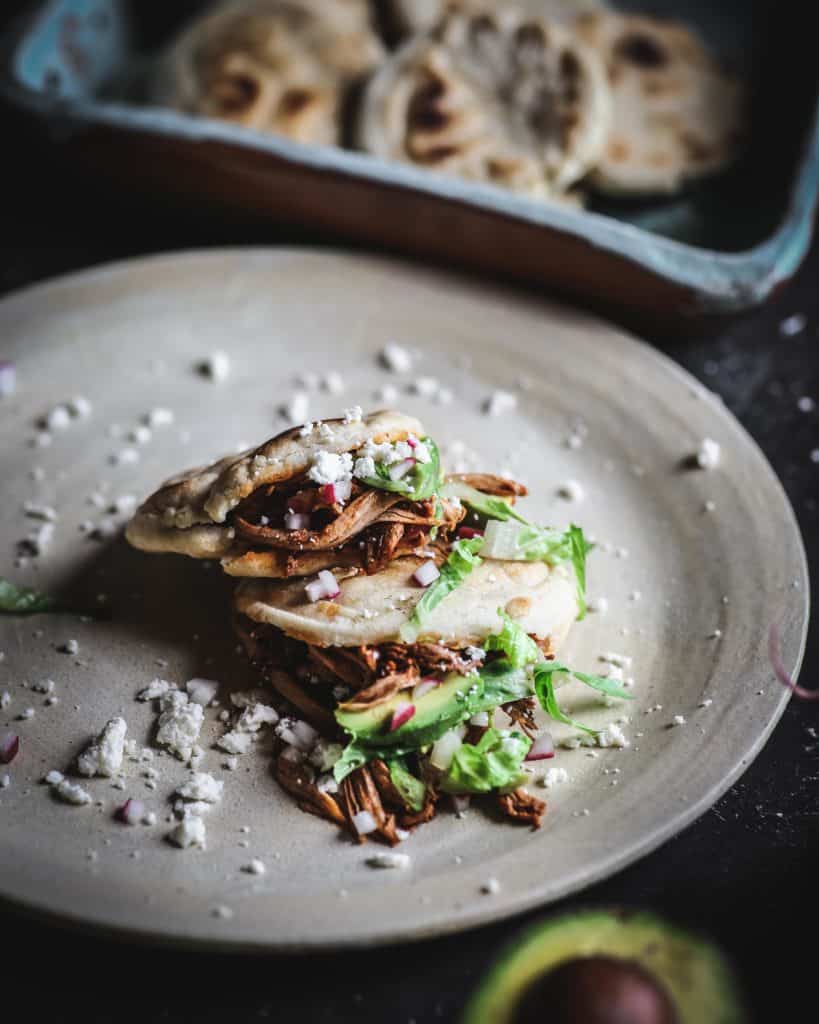 gorditas prepared with lettuce chicken radish cheese