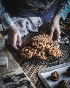 Hands with tray of cookies