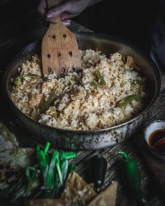 pan of mexican style rice