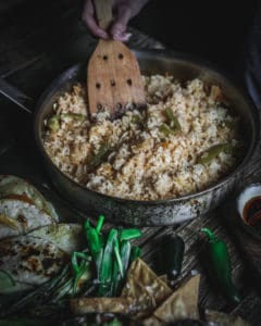 pan of mexican style rice