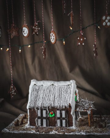 iced gingerbread house