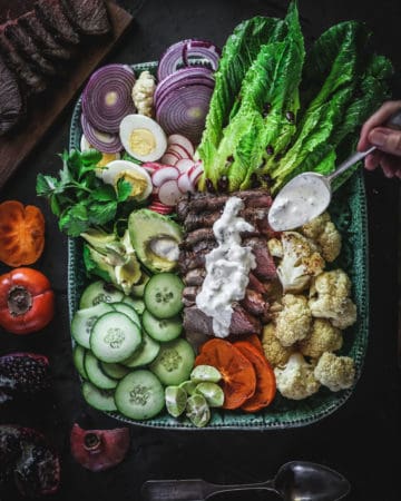 platter of salad with Jalapeño Peppercorn Ranch dressing