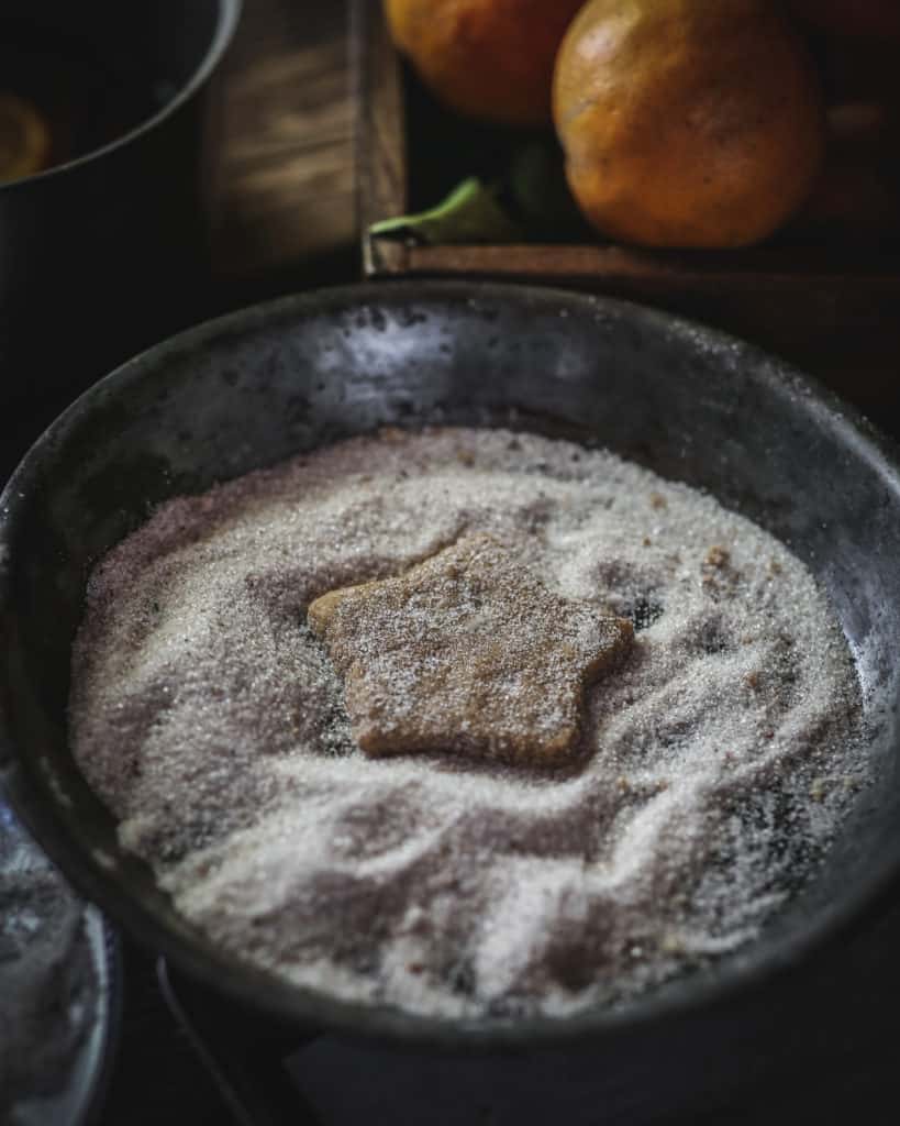 cookie in a pan of sugar