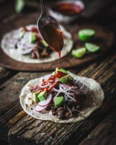 taco with salsa and avocados