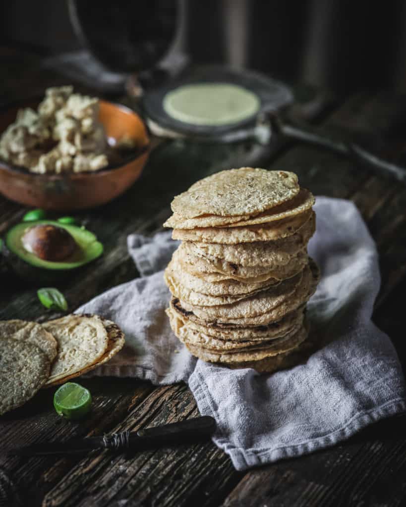 stack of corn tortillas for pork carnitas