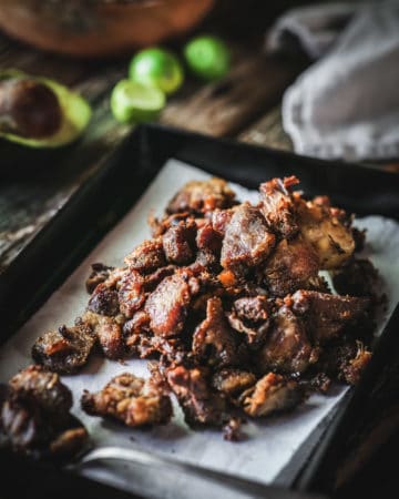 pan of fried pork meat