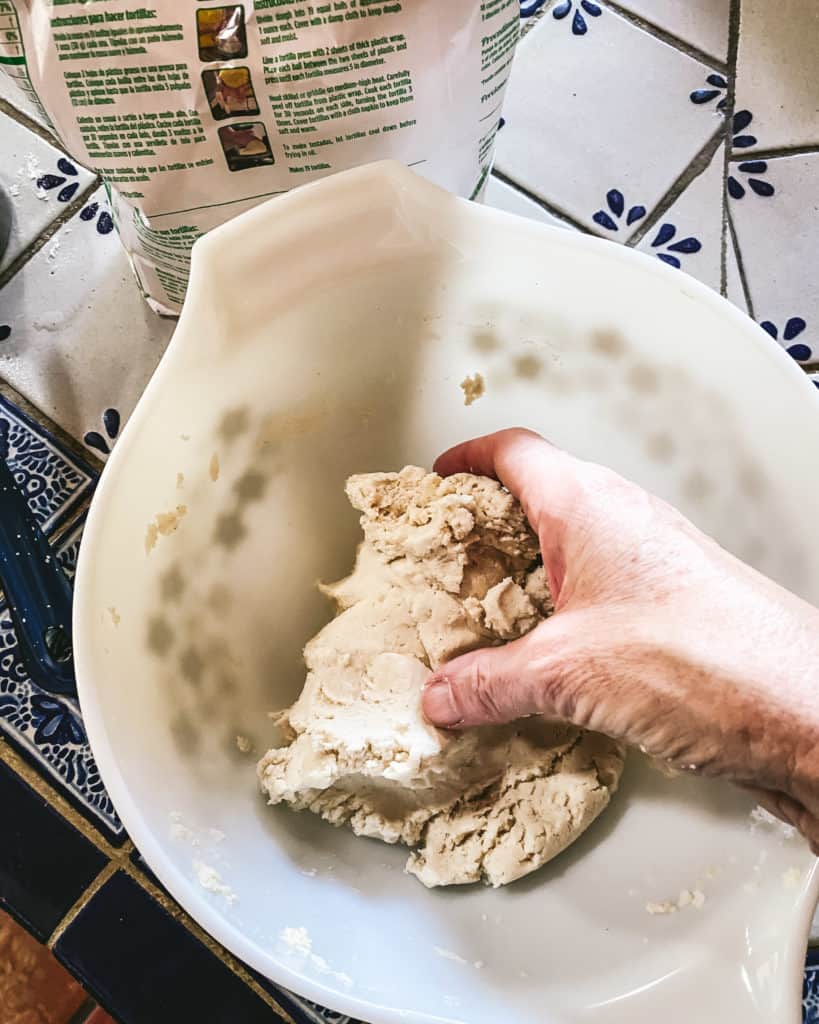 hand kneading dough