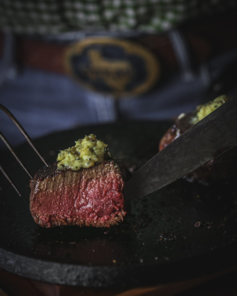 pesto compound butter on steak