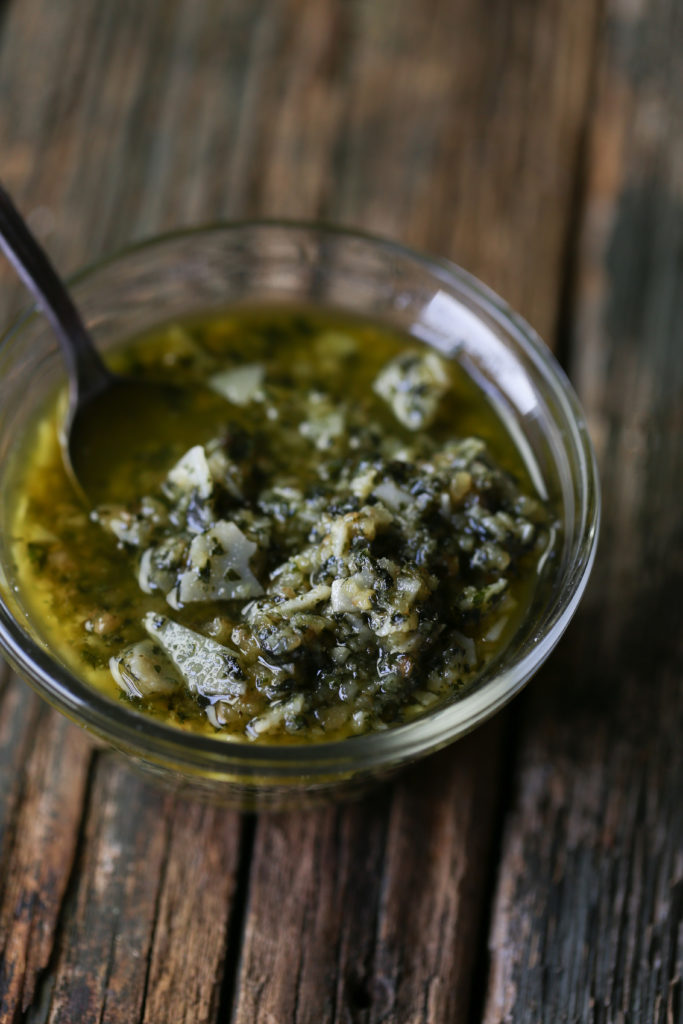 bowl of walnut pesto