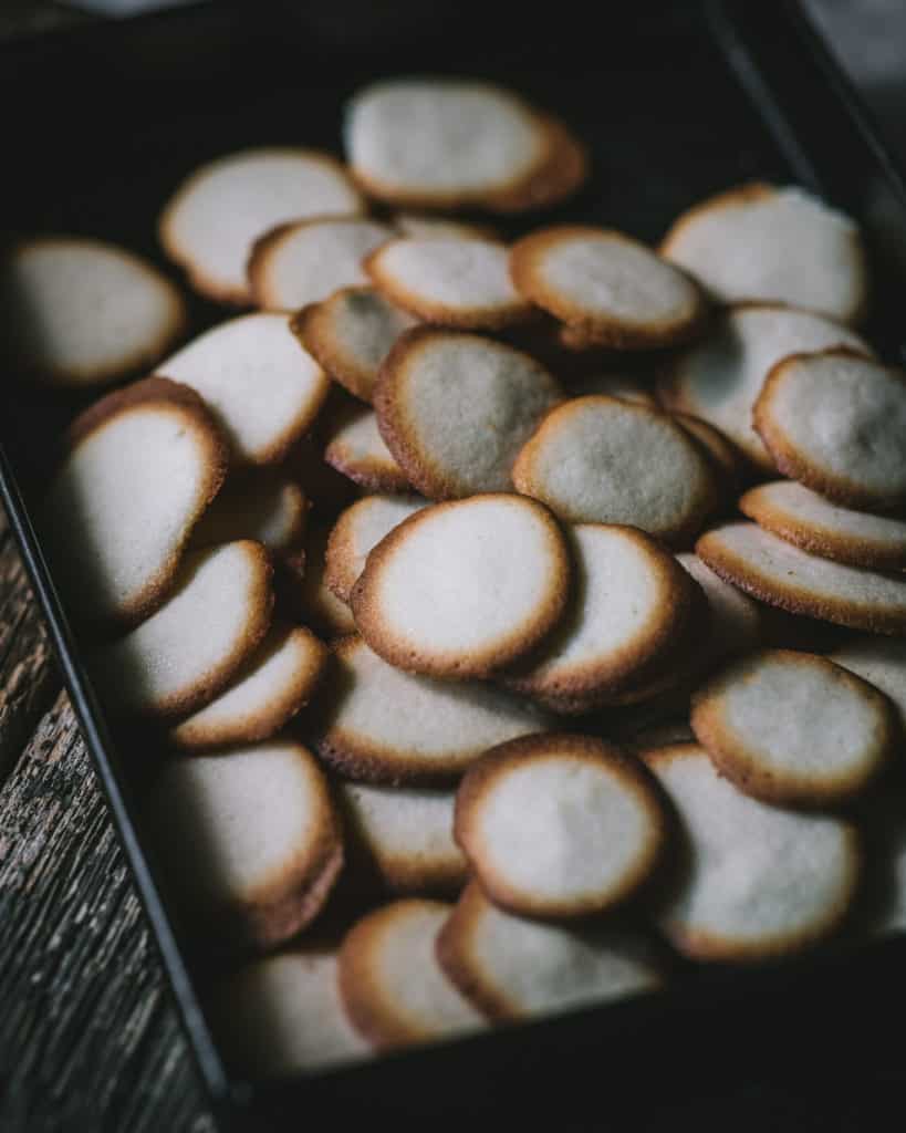 tray of vanilla wafers