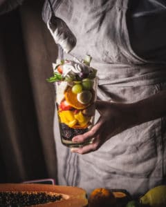 fruit cup with chamoy spread