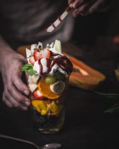 fruit cup with chamoy spread