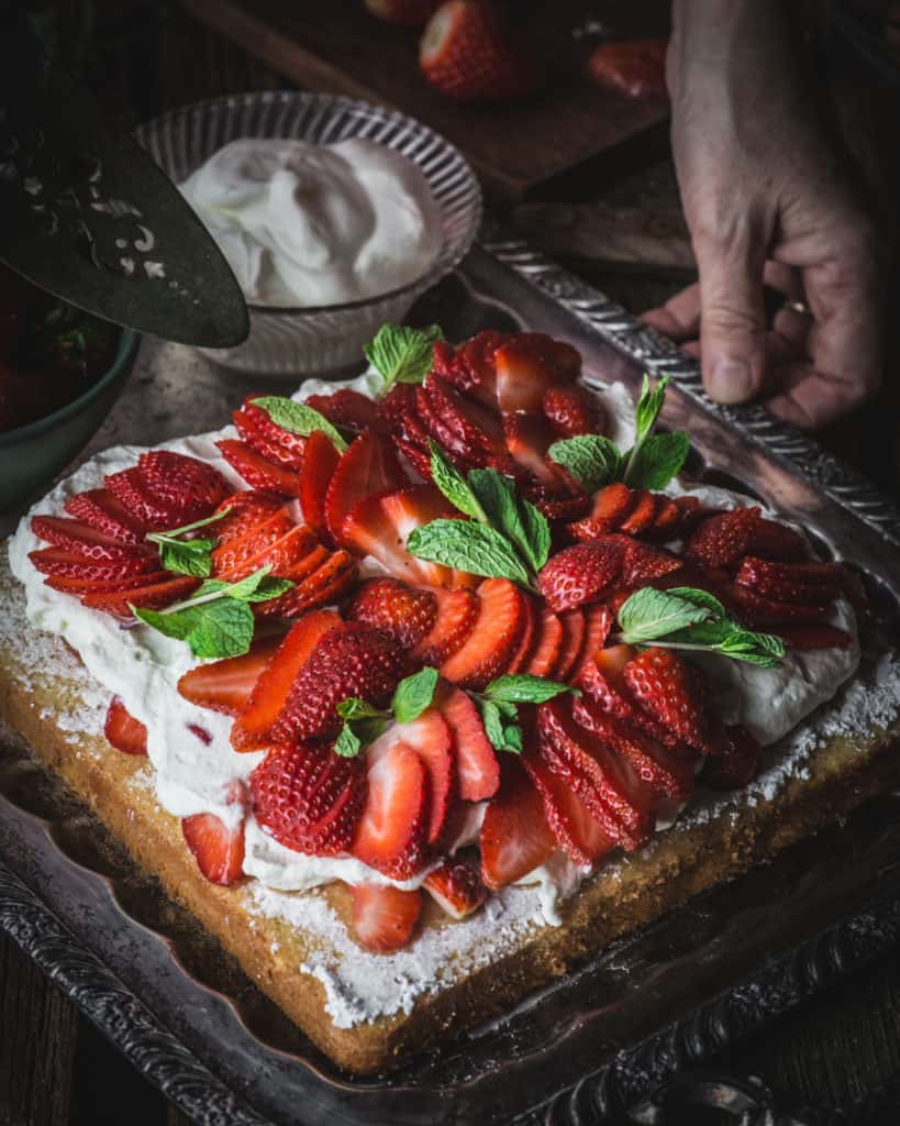 strawberry shortcake on platter