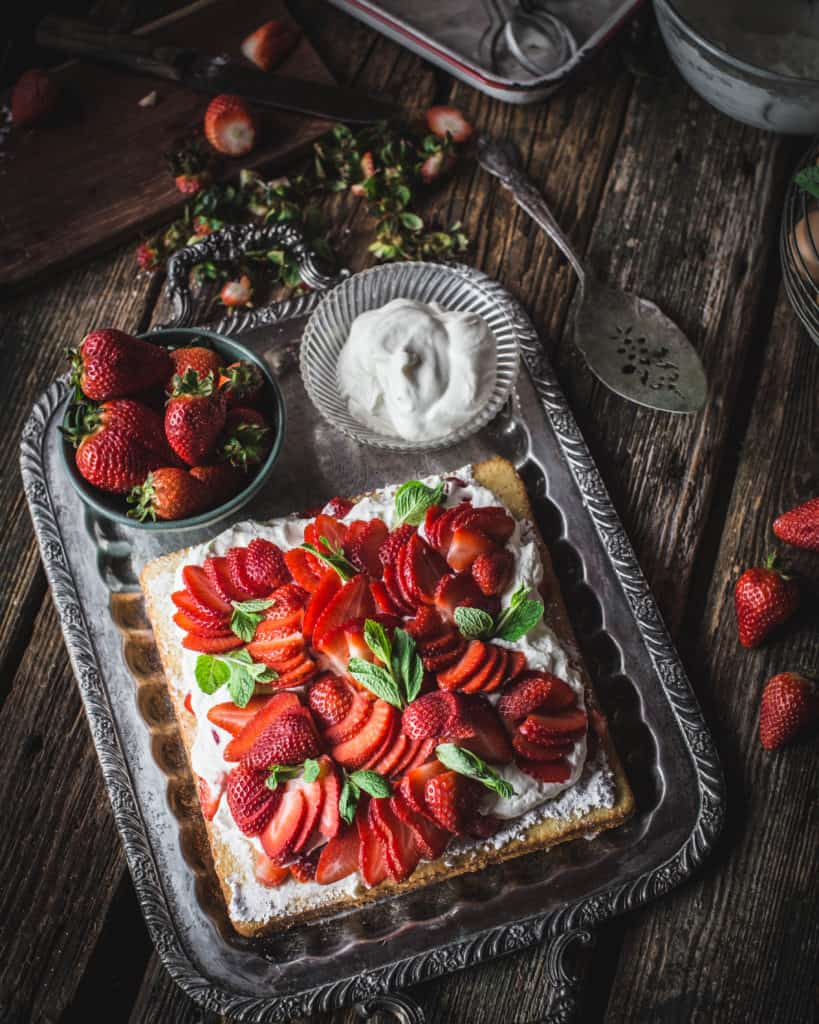 strawberry shortcake on platter