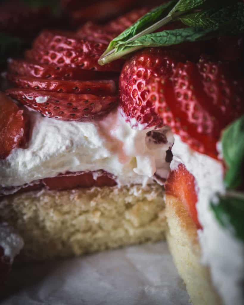 close up detail of strawberry shortcake