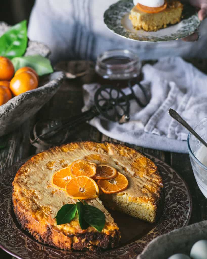 cake with sliced clementines