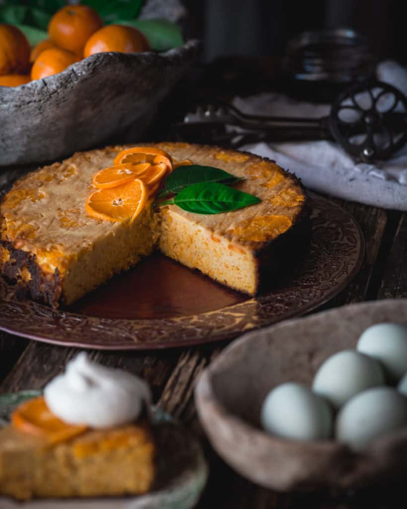 cake with sliced clementines