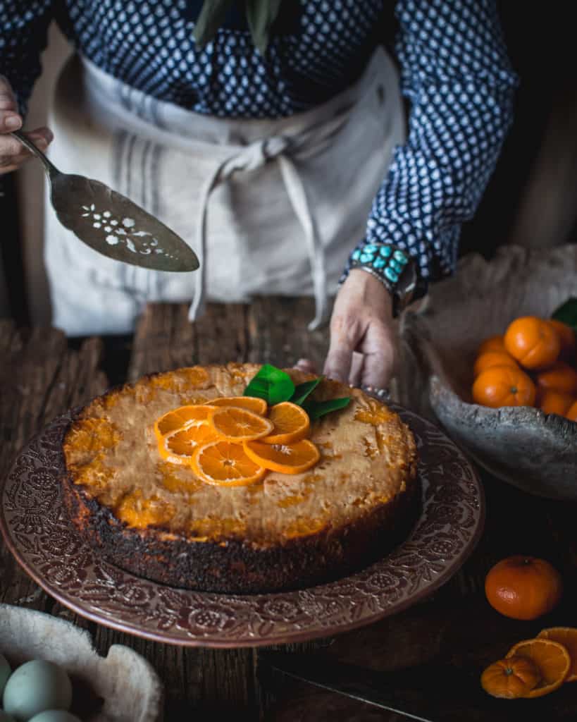 woman serving cake