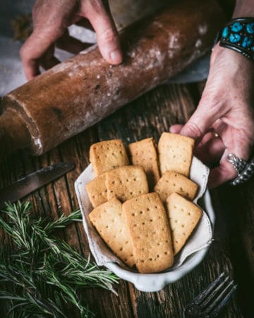 dish of rosemary shortbread