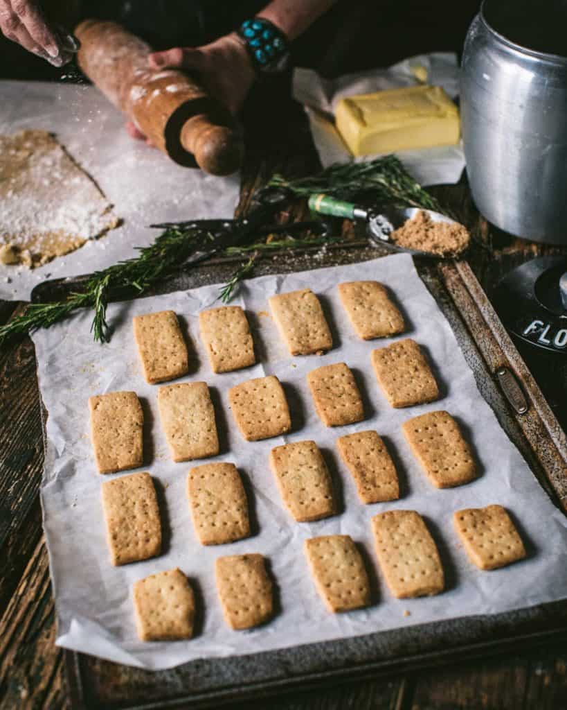 baked rosemary shortbread