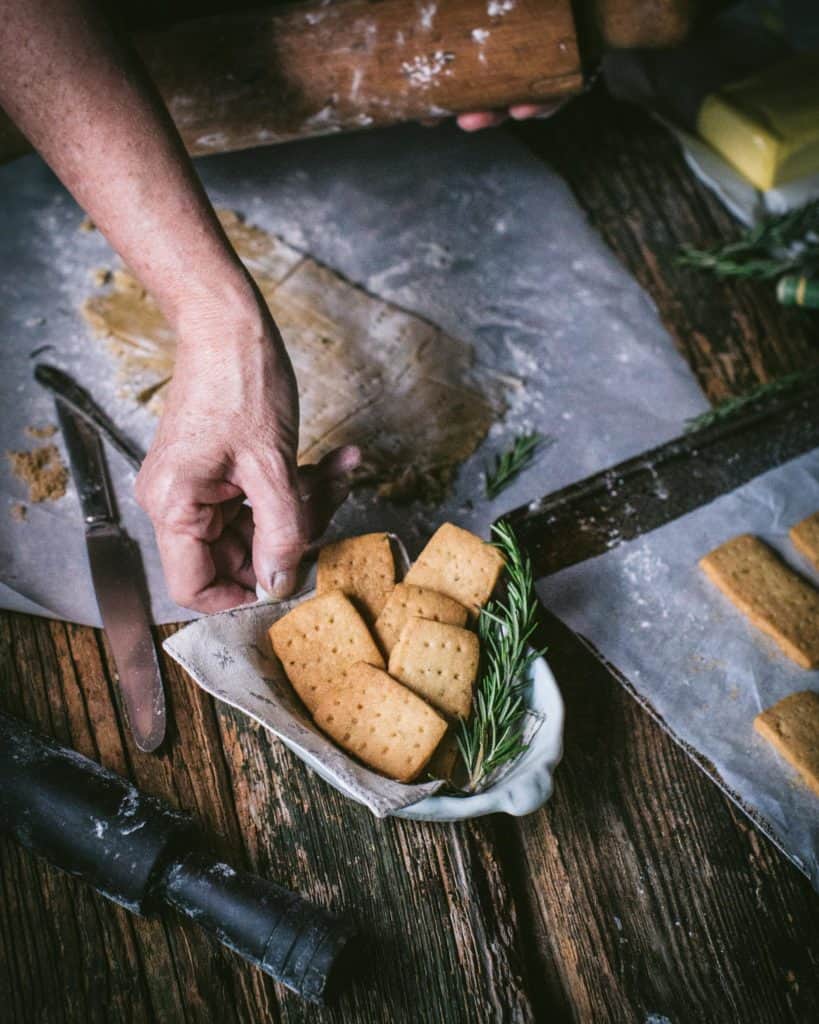 dish of rosemary shortbread