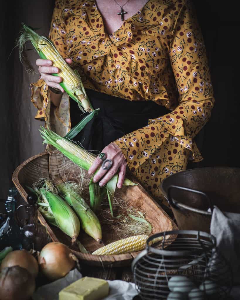 woman with ears of corn