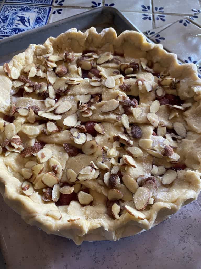 Topped with buttered almonds and sugar