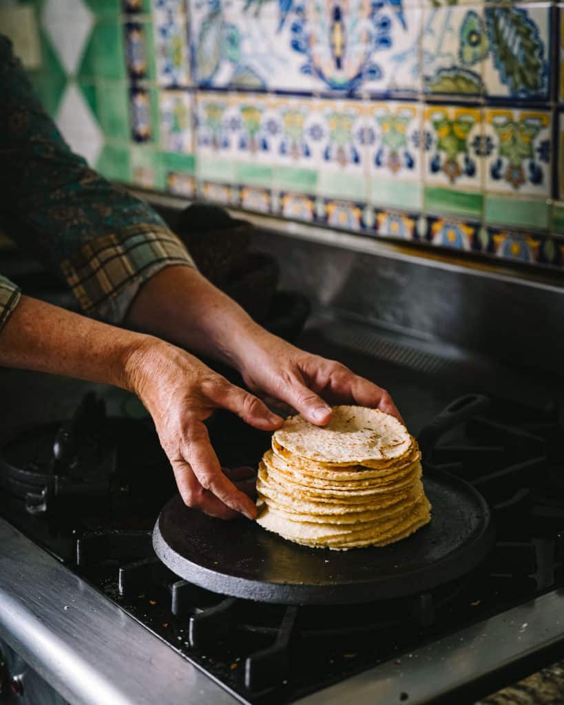 stack of corn tortillas