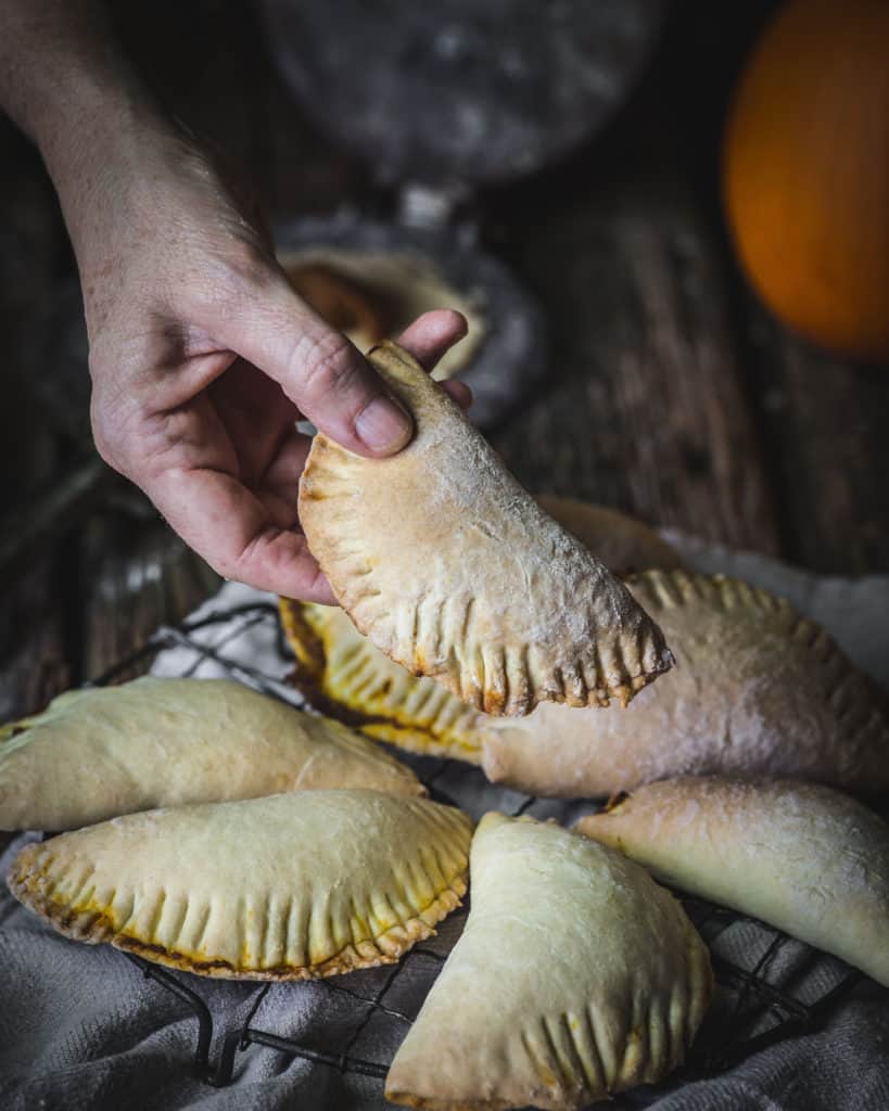 close up of classic pumpkin empanadas