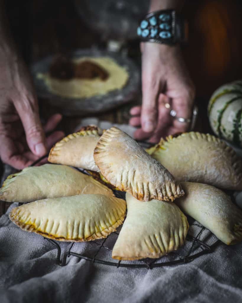 close up of classic pumpkin empanadas