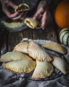 close up of classic pumpkin empanadas