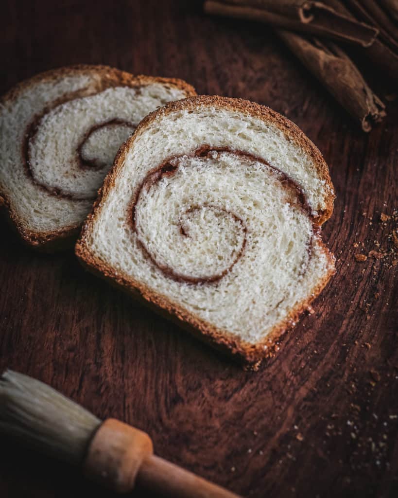 close up image of cinnamon swirl bread