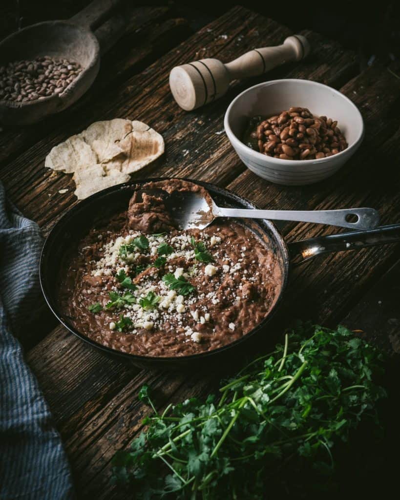 pan of refried beans