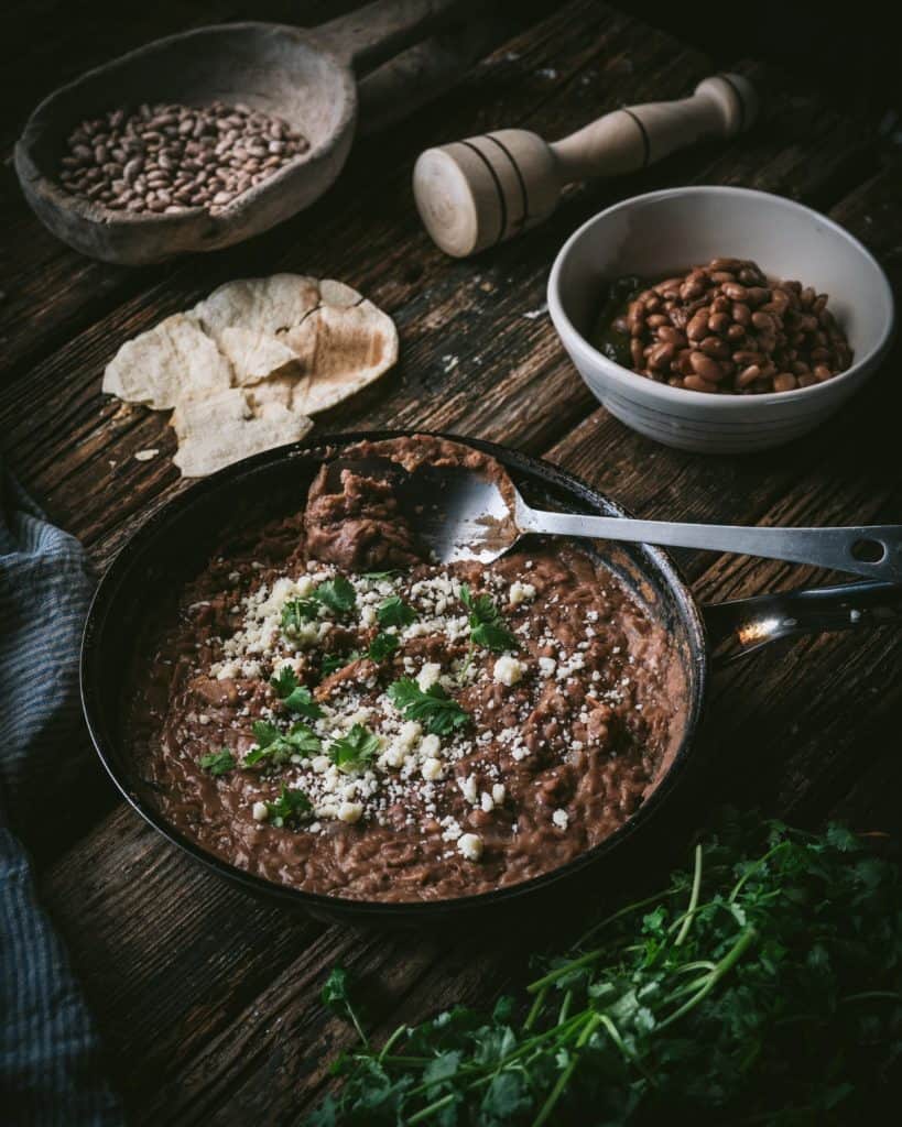 pan of refried beans