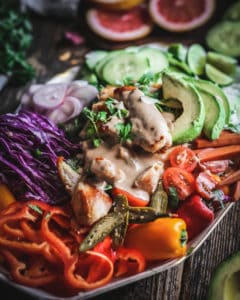 close up of vegetable salad plate