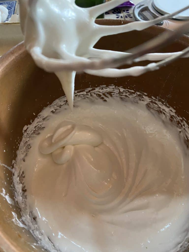 overhead of bowl of meringue