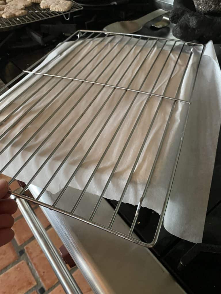 Cooling rack on top of pan