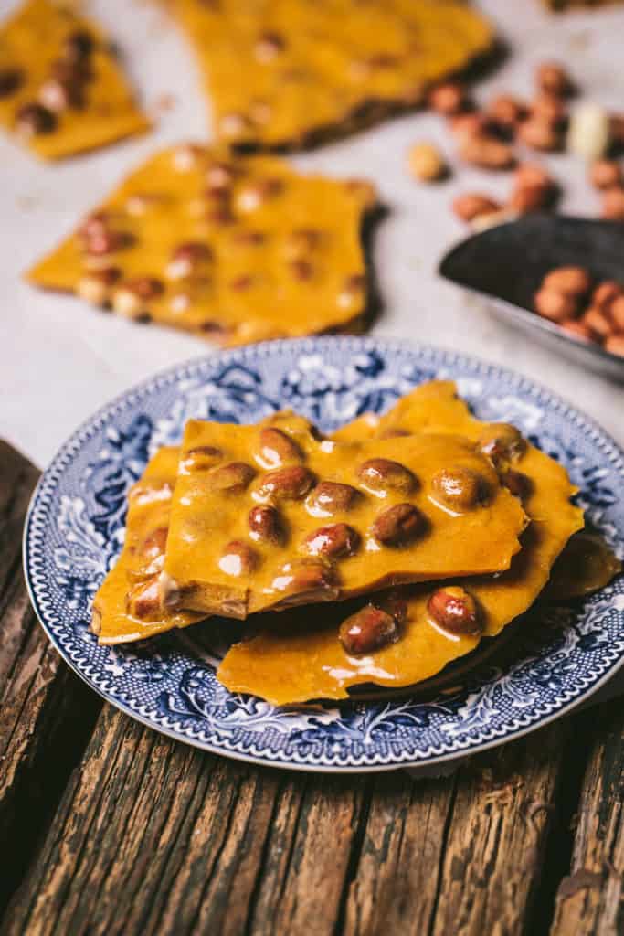 plate of microwave peanut brittle