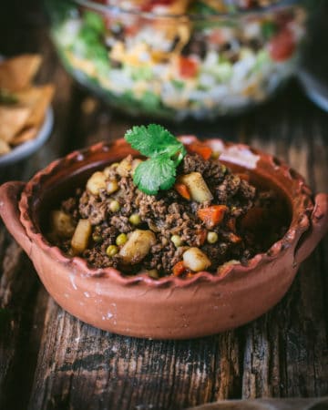 bowl of beef picadillo