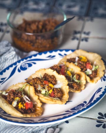 platter of ground beef tacos