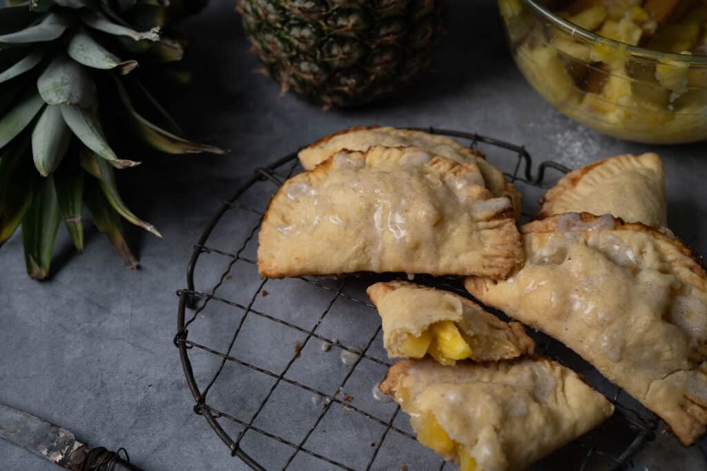 close up of glazed empanada