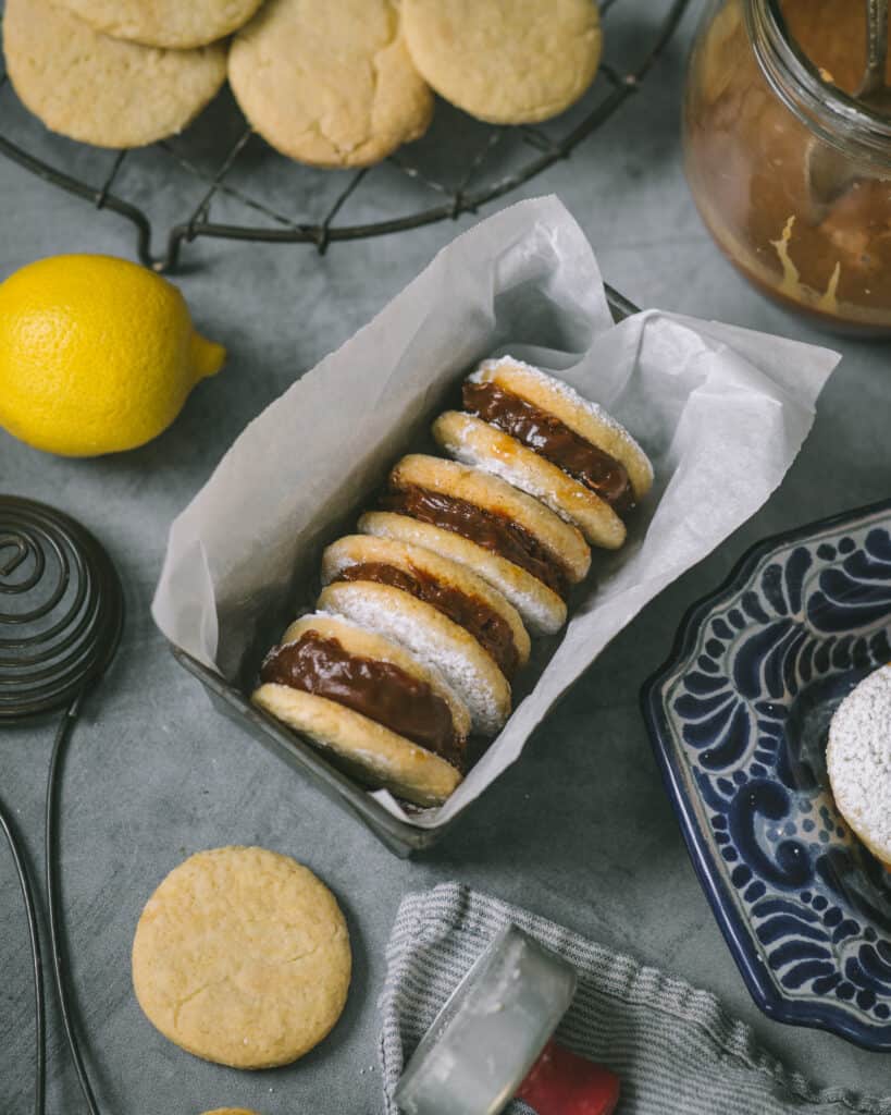 overhead photo of alfajores cookies