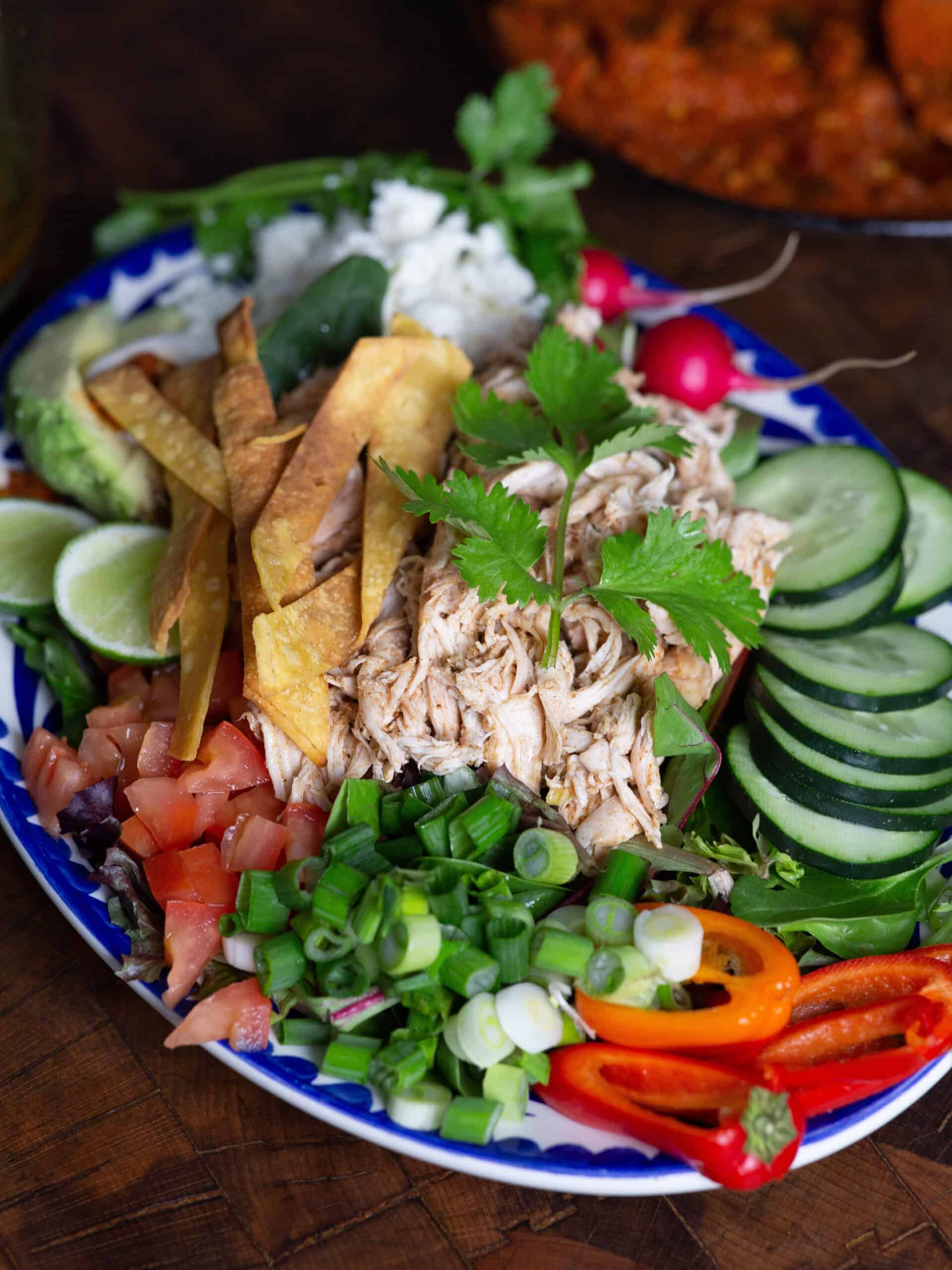 Platter of chicken taco salad