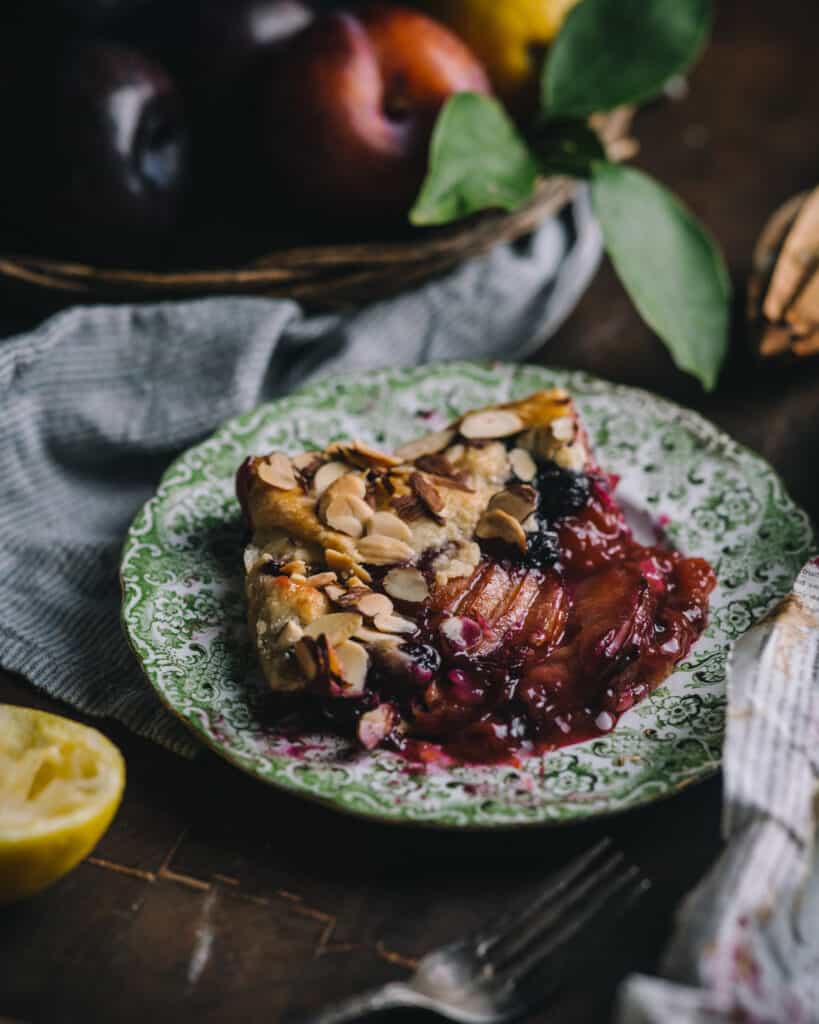 square of blueberry plum galette