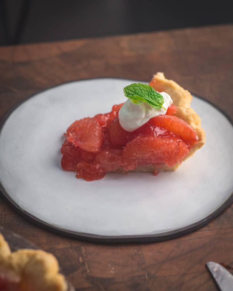 slice of grapefruit pie closeup