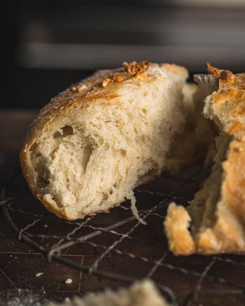 Inside Texture closeup of Texas dutch oven bread