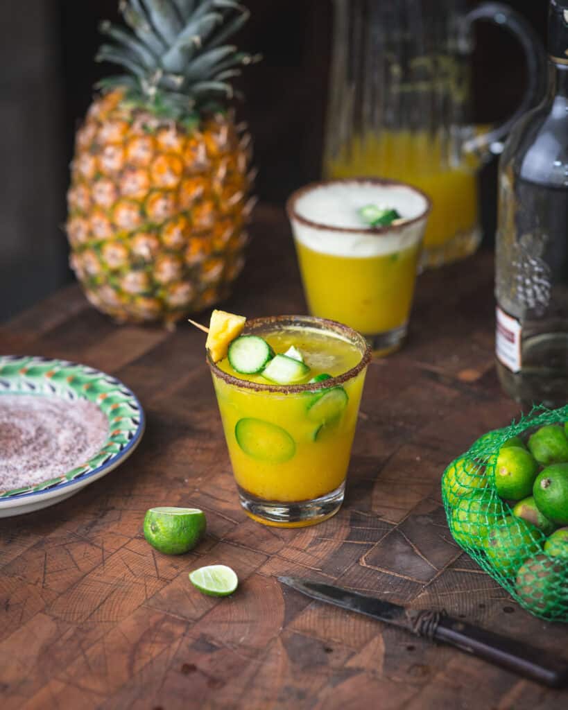 pitcher pineapple margarita in a glass