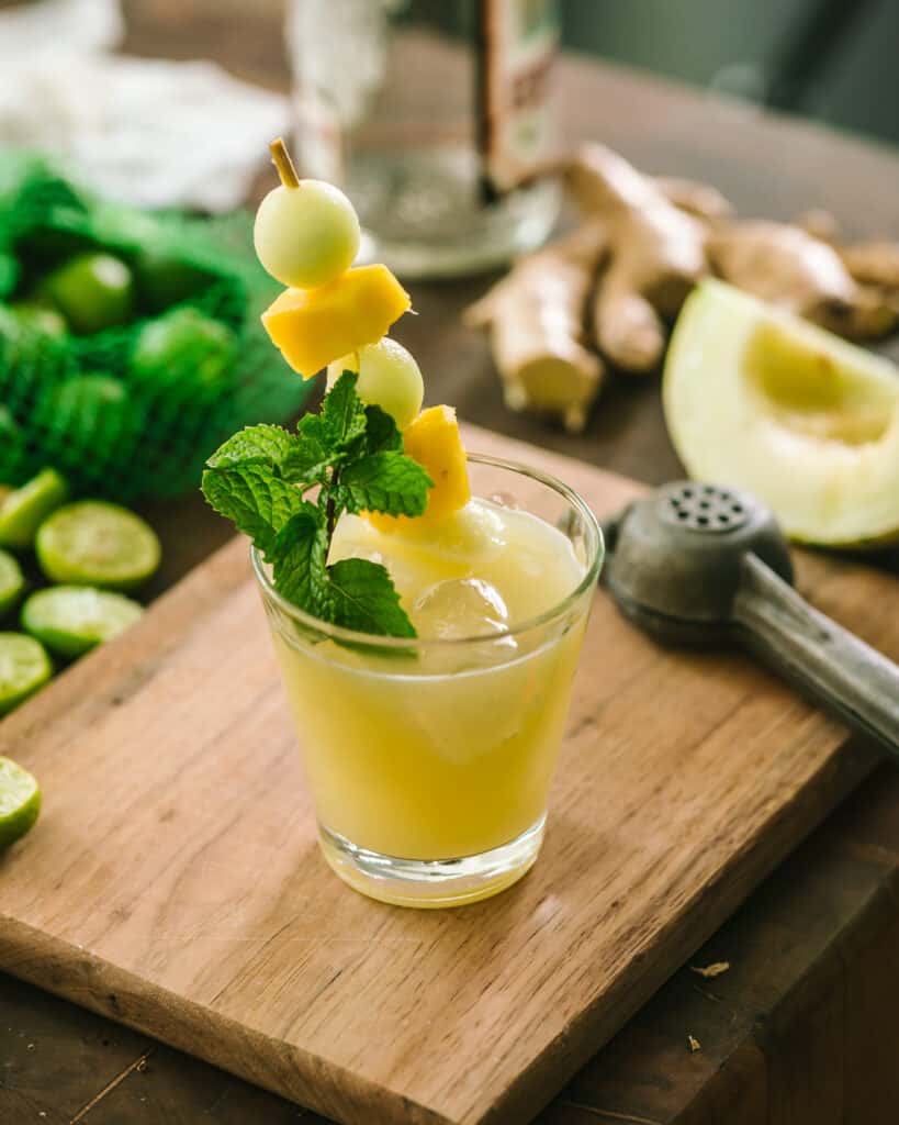 Melon Ginger Margarita with garnishes