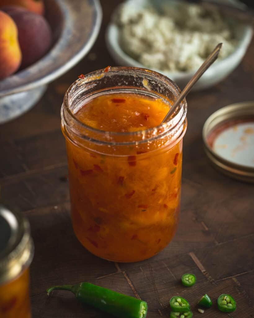 jar of spicy peach jam