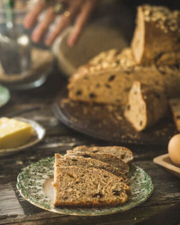 plate with Maple Oatbran bread